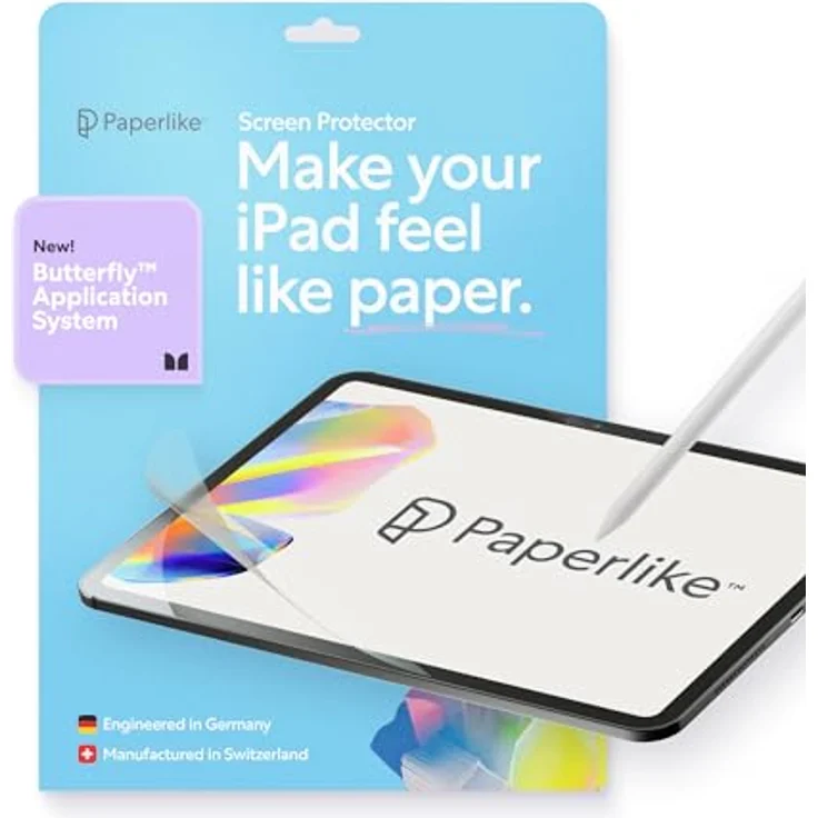 Paperlike 3 Folie (2x) für iPad Air 13” (2024/25) & iPad Pro 13” (2024) – Echtes Papiergefühl, blasenfreie Butterfly-Installation, schützt Apple Pencil-Spitze – Bild 1