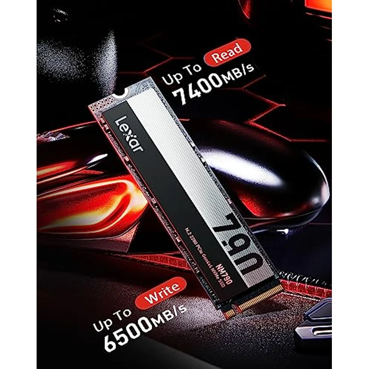 Lexar NM790 2TB Interne SSD, M.2 2280 PCIe Gen4x4 NVMe 1.4 SSD, Bis zu 7400MB/s Lesen, 6500MB/s Schreiben, Interne Solid-State-Laufwerk für PS5, PC, Laptop und Gamer (LNM790X002T-RNNNG) – Bild 2