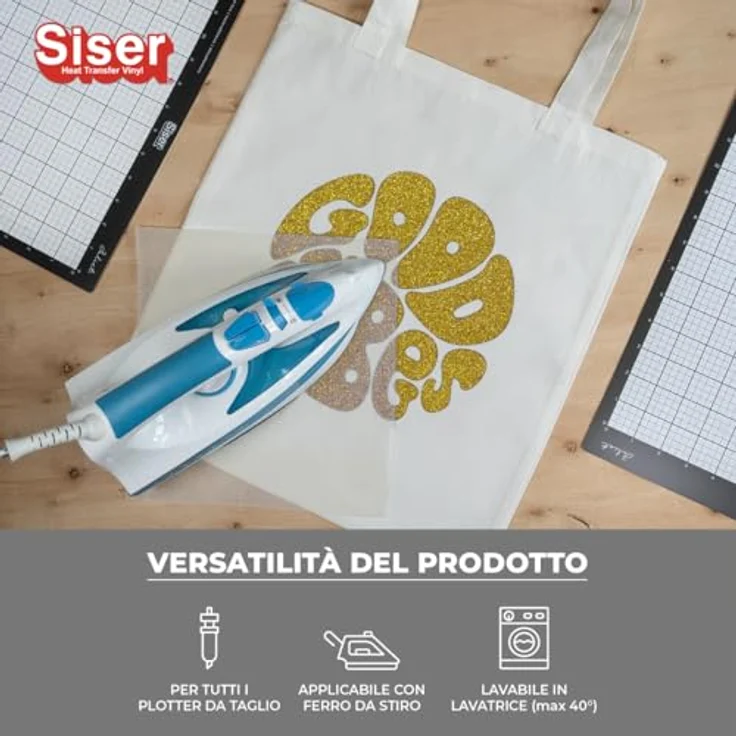 Siser Transferfolie Glitter für Cad-Cut ®, 30 cm Breite, Gold, für textile Anwendungen – Bild 5