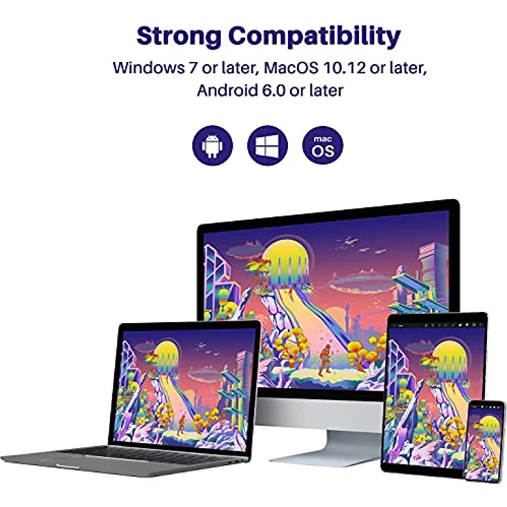 HUION Kamvas 24 Plus Grafikzeichnungstablette 140% SRGB - 23.8inch, Android-Träger, Batteriefreier Stift, 8192 Stiftdruckempfindlichkeit, Neigung – Bild 6