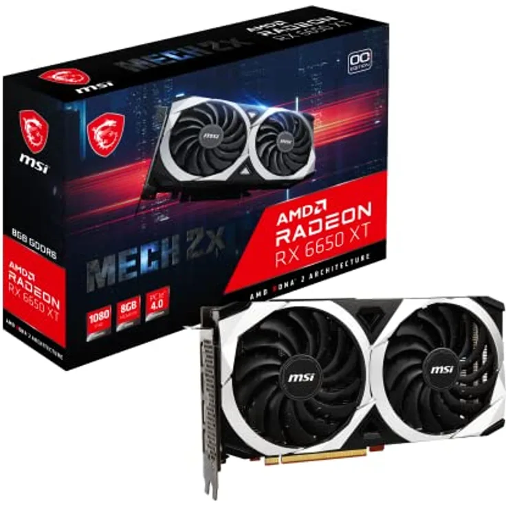 MSI Radeon RX 6650 XT MECH 2X 8G OC Gaming Grafikkarte - AMD RX 6650 XT, GPU 2447/2669 MHz, 8000MB DDR6 Speicher, Memory Speed 17500 MHz, Memory Bus 128bit