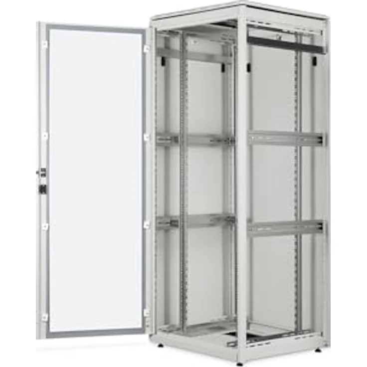 DIGITUS Netzwerk-Schrank 19 Zoll, 42 HE, 800 kg Traglast, Nutztiefe 743 mm, Glastür, Grau, Unique Light Serie – Bild 3