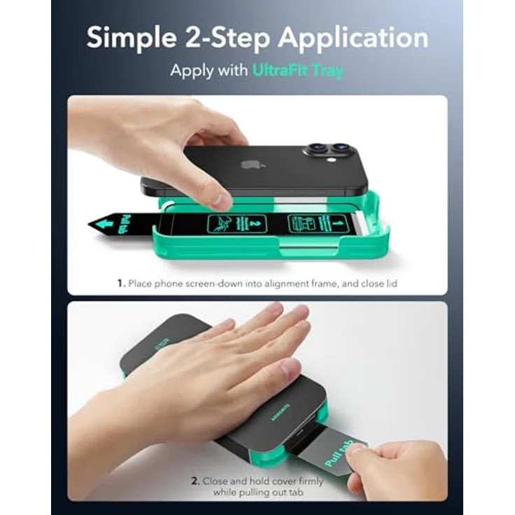 ESR Armorite Displayschutzfolie für iPhone 16 Plus/15 Plus, gehärtetes Glas, 3 Stück, blasen- und staubfrei, militärischer Schutz, inkl. Montagewerkzeug – Bild 3