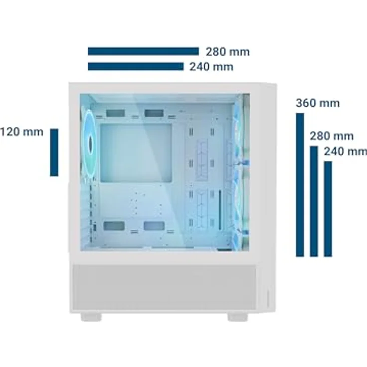 Modecom ATX Breeze ARGB Semitower Gehäuse, Weiß - PC-Gehäuse mit mehrfarbiger Beleuchtung und großem Platzangebot – Bild 9