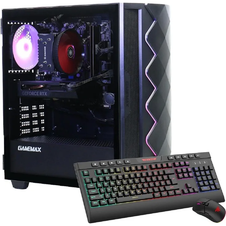 Hyrican Gamemax Diamond BK 7413, Gaming-PC mit AMD Ryzen 5 5500, 16 GB RAM, 1 TB SSD, GeForce RTX 3050, Schwarz