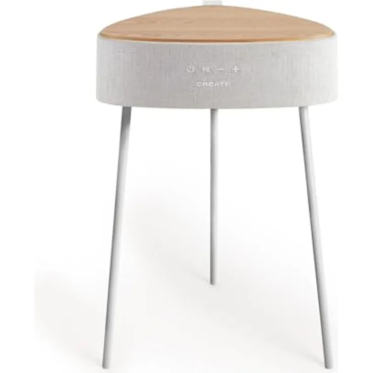 CREATE Speaker Table 180, Tischlautsprecher aus Naturholz mit unidirektionaler Tonqualität 180º, Bluetooth 5.0, kabelloses Ladegerät, 5h Laufzeit, MP3-, WMA- und WAV-Format
