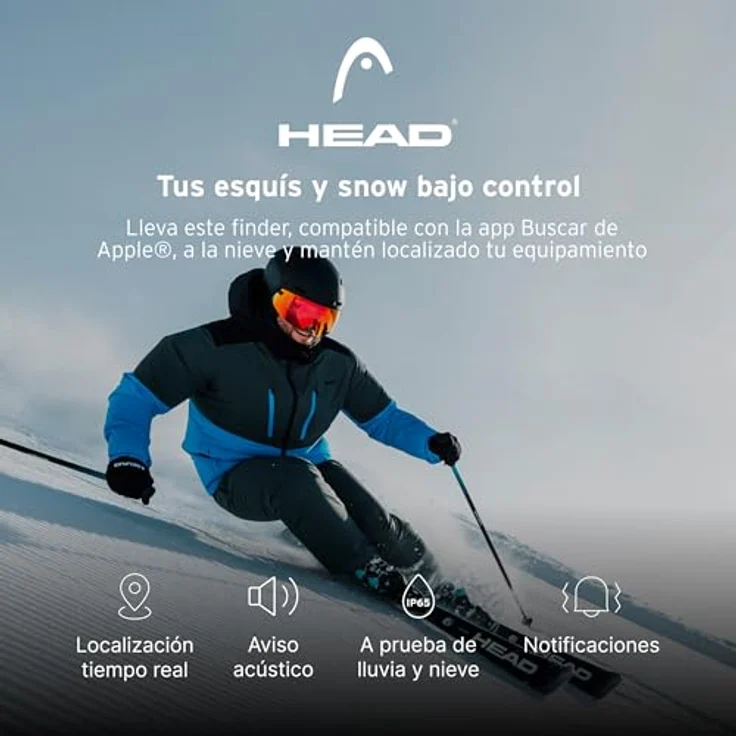Head Ski & Snowboard Finder, Tracker mit Echtzeit-Standort, kompatibel mit iPhone, Schwarz – Bild 2