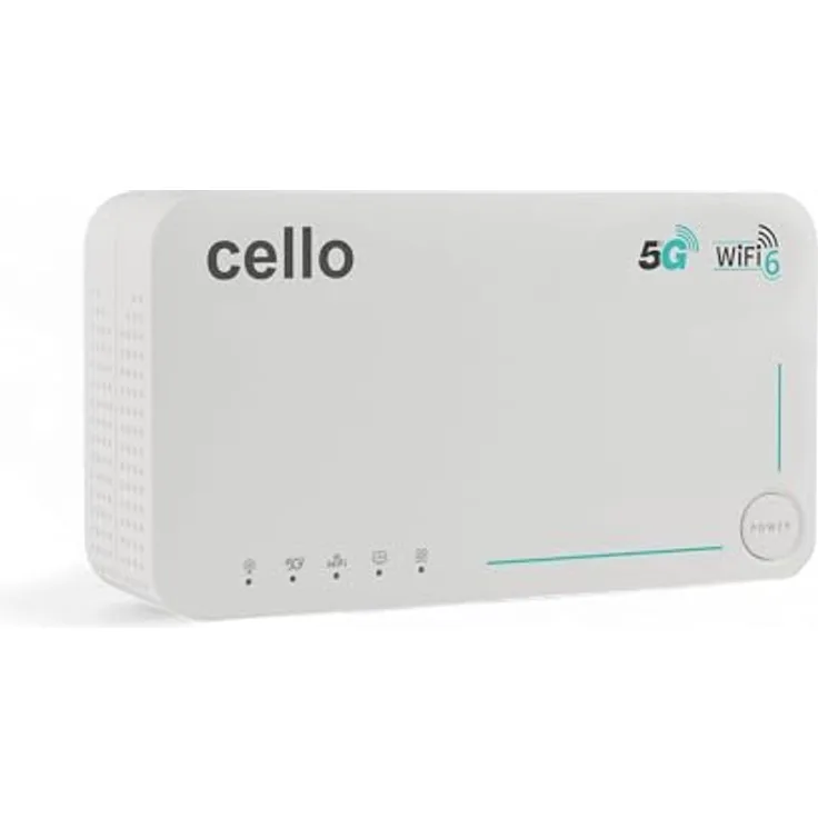 Cello Tragbarer 5G-Reiserouter AX1800, WiFi 6 Hotspot mit SIM-Slot, Qualcomm X55, Dualband 2,4/5 GHz, 4000-mAh-Akku, SIM-Lock-frei