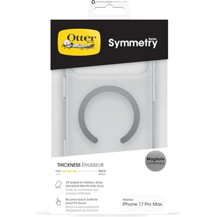 OtterBox Symmetry Series Clear MagSafe Hülle für iPhone 17 Pro Max, stoßfest und sturzsicher, 3X Militärstandard getestet, transparent – Bild 5