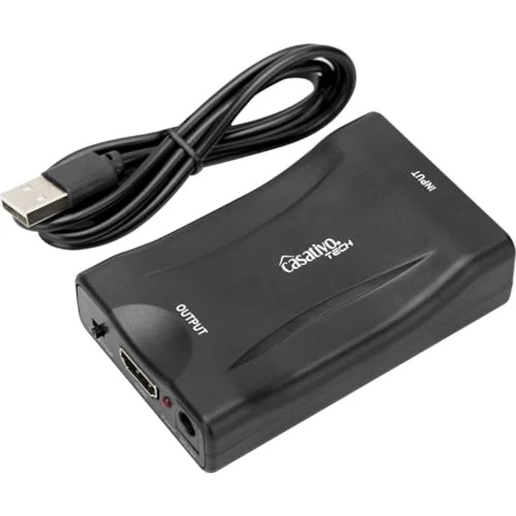 Casativo Scart-zu-HDMI-Konverter/Adapter, 720p/1080p hochauflösende Signalumwandlung, Plug & Play, ideal für ältere Geräte an moderne TVs anschließen – Bild 1
