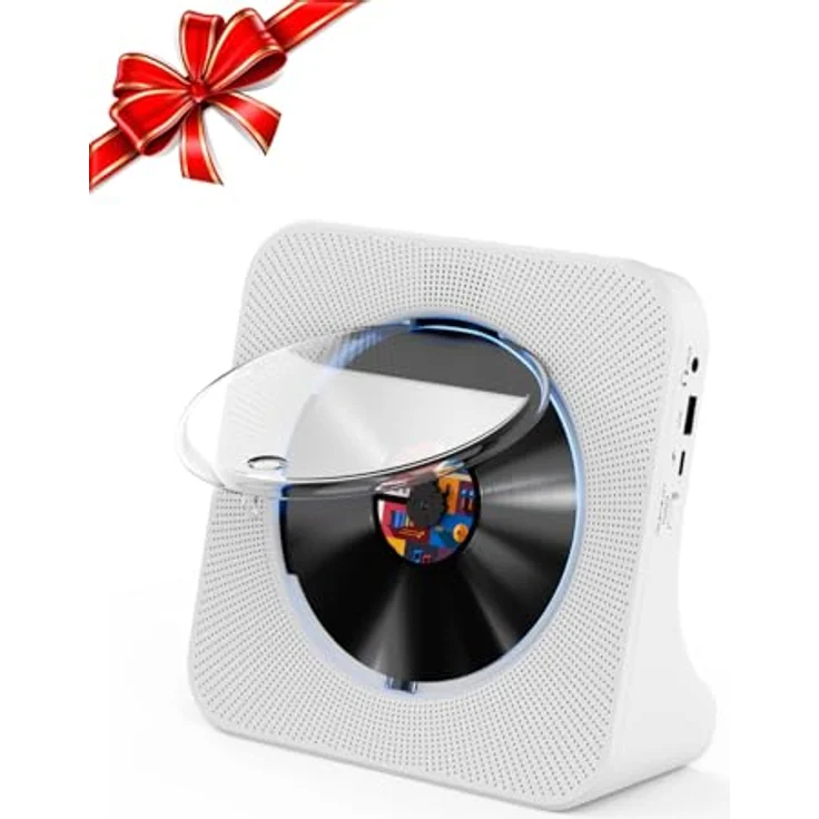 Gueray Multifunktionaler CD Player mit Bluetooth 5.0, FM-Radio und Lautsprecher, Weiß – Bild 1