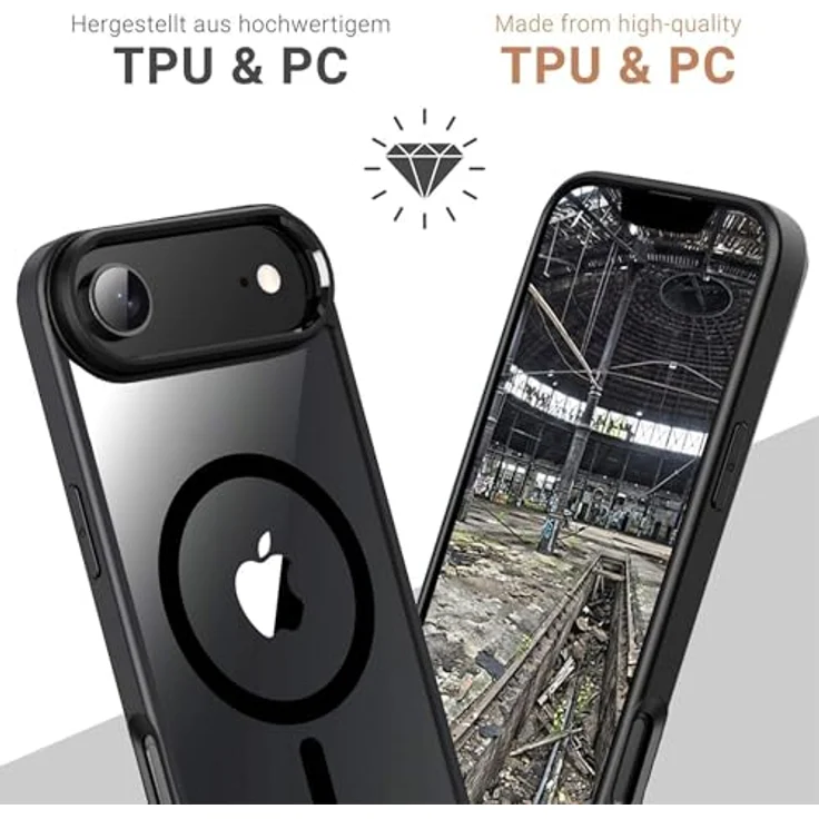 JT Berlin BackCase Pankow Hybrid MagSafe für Apple iPhone Air, 360° Schutz, gepolsterte Ecken, kratzfest, Schwarz/Transparent – Bild 5