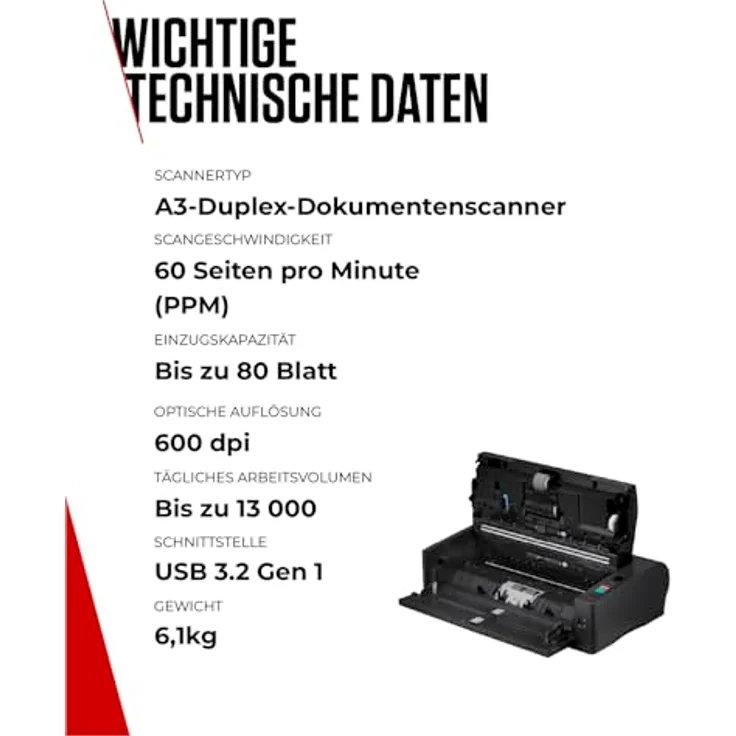 Canon imageFORMULA DR-M1060II Dokumentenscanner, Duplex, 600 dpi, USB 2.0 – Bild 7