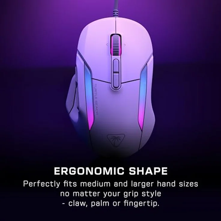 Turtle Beach Kone II RGB-Gaming-Maus, 26K DPI Sensor, optische Switches, 23 programmierbare Funktionen, Weiß – Bild 3