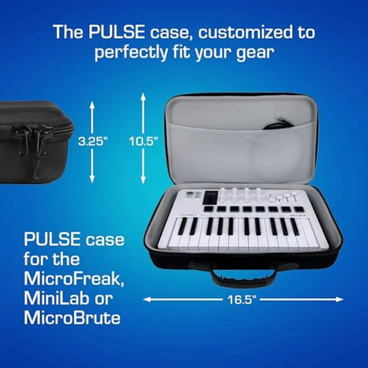 Analog PULSE Case für Arturia MiniLab / MicroFreak / MicroBrute, DJ Case aus robustem EVA-Schaum, schwarz, kompaktes Design 82 mm hoch – Bild 5