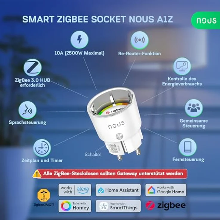 NOUS A1Z Smarte Steckdose, ZigBee, 2er Set – Bild 3