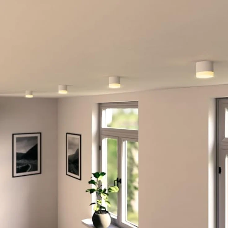 SSC-LUXon VORA LED Aufbaulampe rund weiß pulverbeschichtet - Wohnzimmer Deckenleuchte GX53 warmweiß 3W – Bild 2