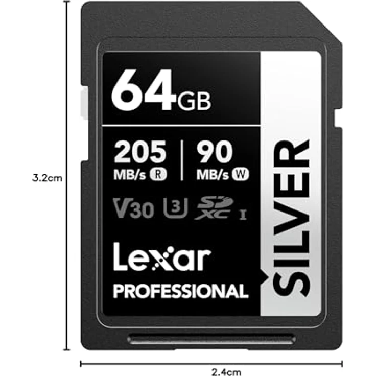 Lexar Silver SD Karte 64GB, UHS-I SDXC Card mit 205 MB/s Lesegeschwindigkeit, 90 MB/s Schreibgeschwindigkeit, V30 für 4K Videoaufnahmen – Bild 10