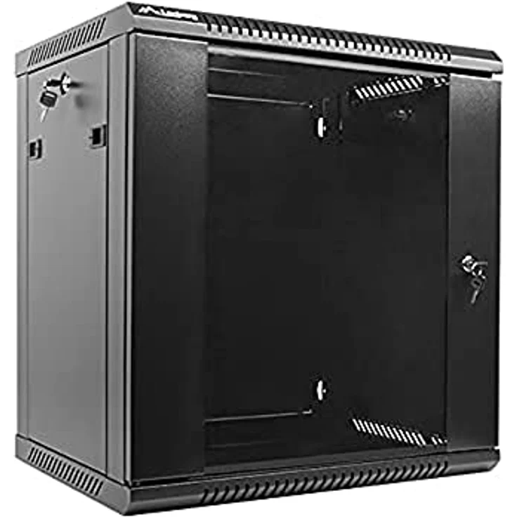 Lanberg Rack Wandschrank 12U 48,30cm (19") mit Glastür und IP20 Schutzart, schwarz – Bild 1
