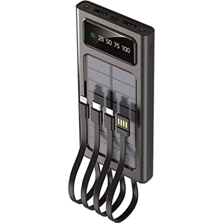 2GO Powerbank Solar 10000mAh schwarz mit LED Taschenlampe – Bild 1