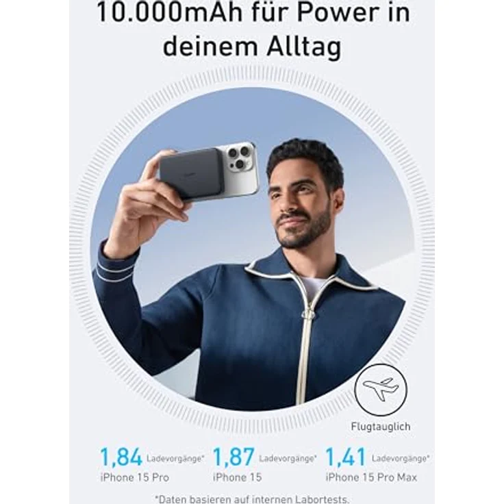 Anker MagGo Powerbank, Ultra-schlankes 10.000mAh magnetisches Akkupack, Qi2-zertifiziert, portabel, 15W Ultra-schnelles MagSafe-kompatibles Ladegerät, ergonomisches Design, nur für iPhone 16/15/14/13 – Bild 5