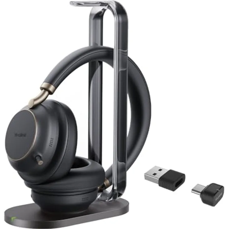 Yealink BH 76 Plus Teams Headset inkl. Ladeständer – Bluetooth, ANC, 40h Akkulaufzeit, USB-C/A, Schwarz