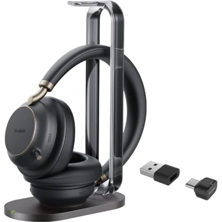 Yealink BH 76 Plus Teams Headset inkl. Ladeständer – Bluetooth, ANC, 40h Akkulaufzeit, USB-C/A, Schwarz – Bild 1