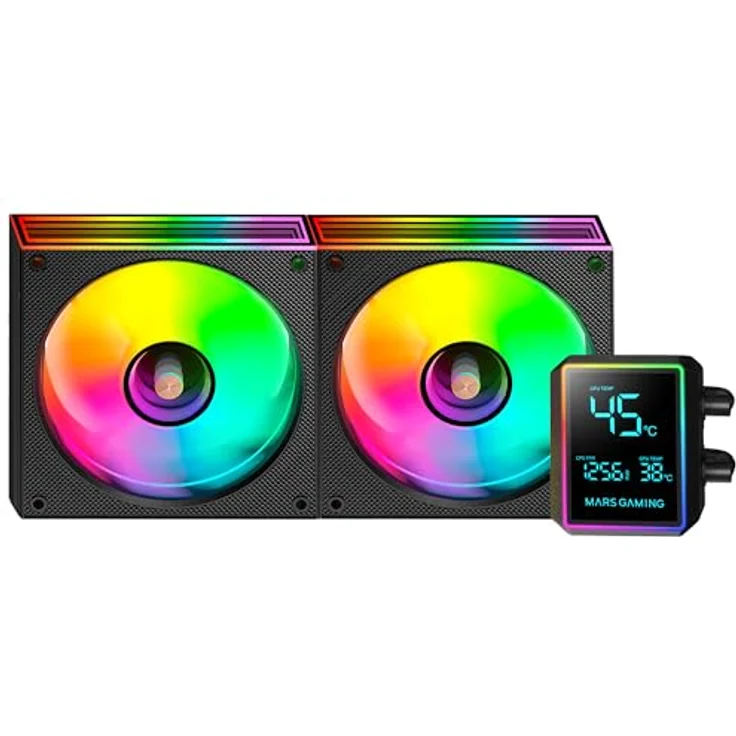 Mars Gaming ML-LCDPRO240 AIO Flüssigkeitskühlung, 500W TDP, 2,8" LCD-Bildschirm, 4. Gen Opti-Chamber Pumpe, 2x 120 mm ARGB Lüfter, Schwarz – Bild 5