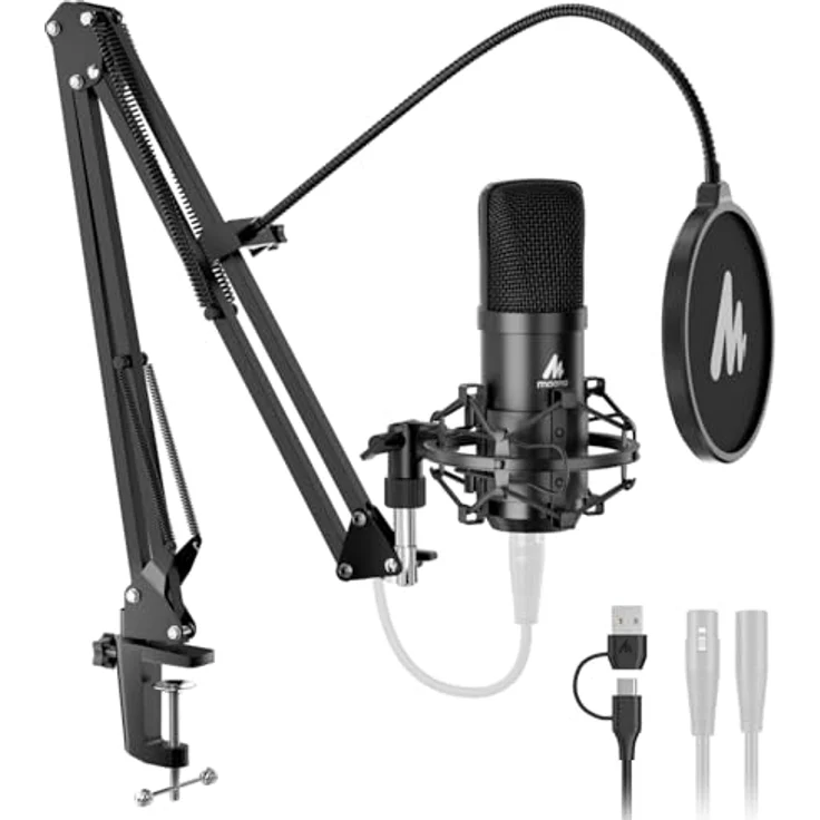 MAONO A04 Gen2 XLR/USB-Kondensatormikrofon, 192 kHz/24 Bit, Nierencharakteristik, Metallmikrofon-Kit mit Software für PC, Podcasts, Streaming, Aufnahme-Setup – Bild 1