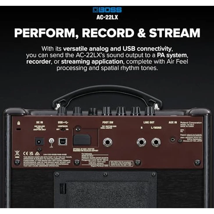 Boss by Roland AC-22LX Tragbarer Akustikverstärker mit 10W Stereo, XLR-Mikrofoneingang und integrierter Rhythmus-Box – Bild 6