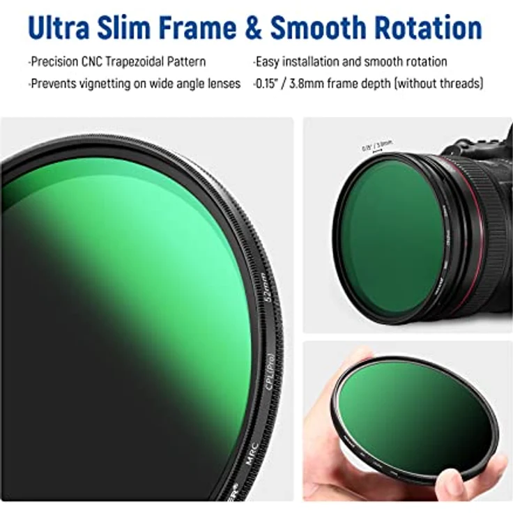 NEEWER 52mm CPL Polarisationsfilter, ultradünn mit 30 Schichten Nanobeschichtung, HD Optisches Glas, reduziert Reflexionen und verbessert den Kontrast – Bild 5