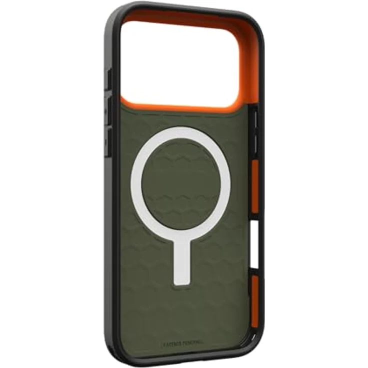 URBAN ARMOR GEAR Civilian MS Case für Apple iPhone 17 Pro Max, sturzfeste Hülle mit Wireless Charging, erhöhtem Rand und Wabenstruktur, Olive/pop orange – Bild 5