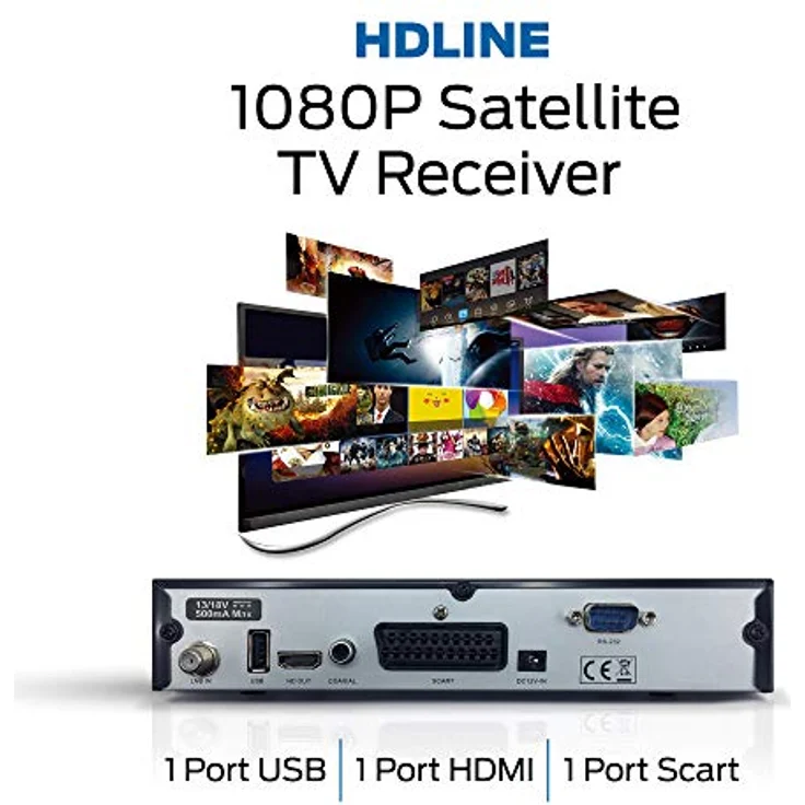 HD-LINE HDMI Receiver Satellit HD Digitaler Satelliten Receiver HDMI DVB S2 Receiver für Sat HD HDMI Sat Receiver HDMI HD Receiver Sat Digital für Satelliten Resiver für TV DVB-S, Mit PVR Schwarz – Bild 5