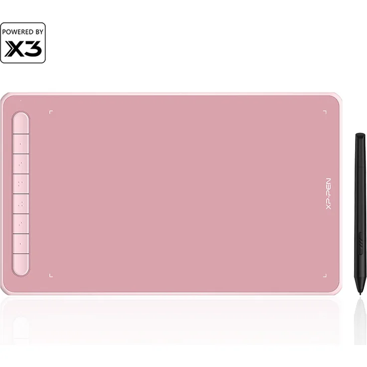 XP-Pen Deco L 10 x 6 Zoll Grafiktablet Drawing Tablet, mit X3 Stift, 8 Schnellzugriffstasten, Rosa
