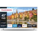 Thomson 40 Zoll (101cm) Google TV FHD Weiß, Sprachsteuerung Triple Tuner Smart TV - 40FG2S14W - 2024, Full HD, Google TV, Beleuchtete Fernbedienung, Triple-Tuner, CI+