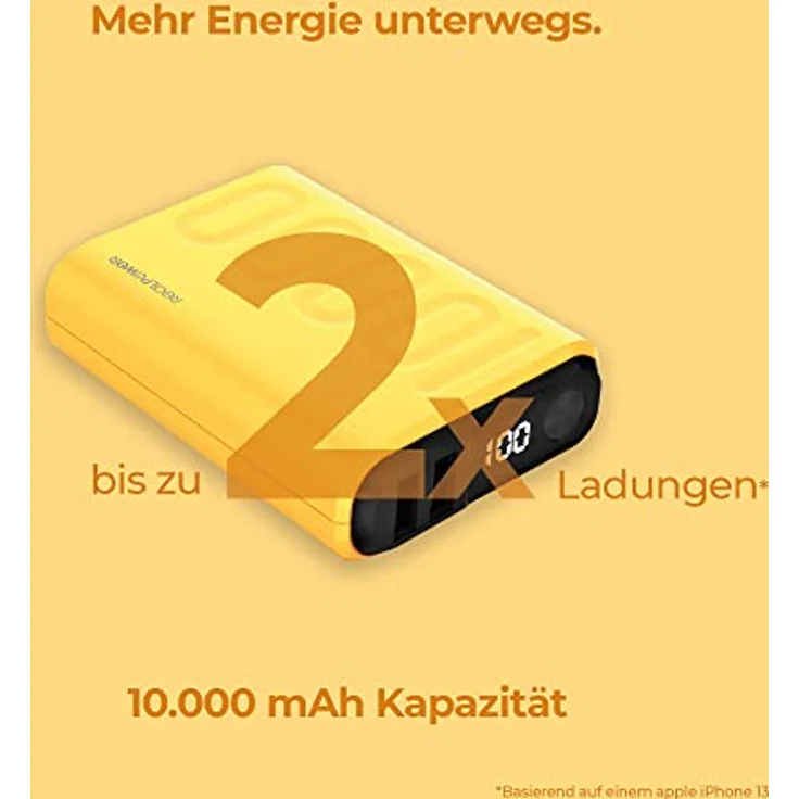 RealPower PB-10000 PowerPack PD Ladeset Powerbank mit 22.5W Power und 10.000mAh Kapazität, Nano USB-C Ladegerät, Schnellladekabel, kompatibel mit iPhone ProMax, iPad, Samsung Galaxy, Google Pixel usw. – Bild 2