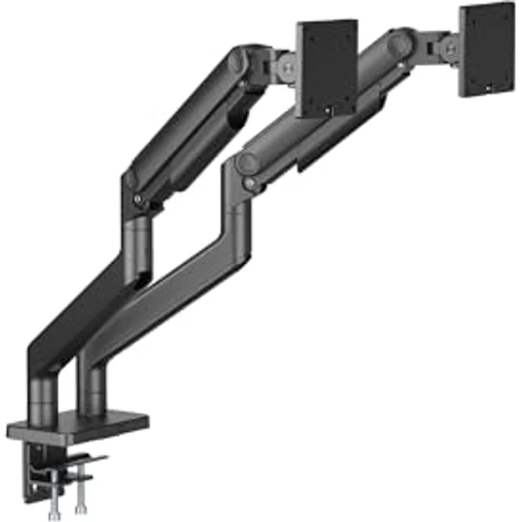 Digitus Dual Monitorhalterung für 2x 45 Zoll, Tischhalterung bis 2x 20 kg, Schwarz mit VESA Quick-Release und flexiblem Kabelmanagement – Bild 8