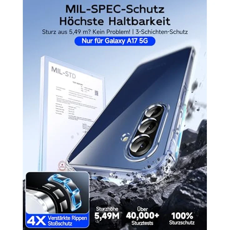 LeYi Transparent Handyhülle für Samsung Galaxy A18/A17 4G/5G mit 2 Schutzfolien, Stoßfest, Dünn, Weich TPU, Kameraschutz, Crystal Clear Cover Case – Bild 2