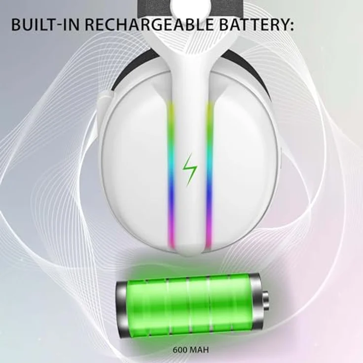 Subsonic Wireless Headset All Platforms 7.1 MULTI, Kabelloses Gaming Headset mit RGB-LED, Weiss, bis zu 40 Stunden Akkulaufzeit – Bild 3