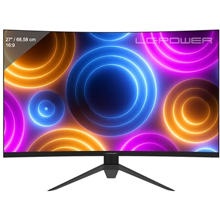LC-POWER LC-M27QC, 27 Zoll Curved Gaming Monitor, QHD 2560 x 1440, 180 Hz, VA-Panel, AMD FreeSync, 1 ms MPRT, Schwarz