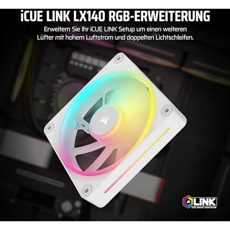 CORSAIR iCUE LINK LX140 RGB 140mm PWM-Lüfter Einzelpackung – Dual Light Loops – AirGuide Technologie – Weiß - Preisvergleich – Bild 2