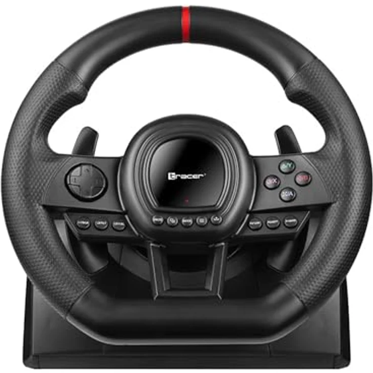Tracer SimRacer Manual Gearbox 6 in 1 Lenkrad, Gaming Rennlenkrad mit Pedalen und Schalthebel, Kompatibel mit PC/PS4/PS3/XONE/X360/SWITCH, 270 Grad Lenkwinkel, 8 analoge Aktionsknöpfe – Bild 2