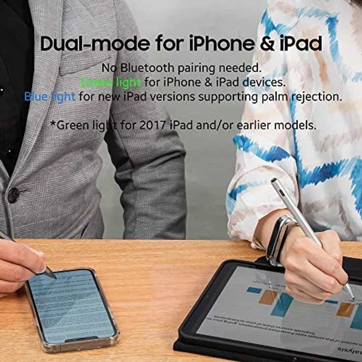 adonit Neo Duo Stylus Apple iPhone/iPad Eingabestift mit magnetischer Befestigung [Extra Lange Akkulaufzeit, Palm Rejection, Austauschbare dünne Spitze, Kein Bluetooth erforderlich] Graphit schwarz – Bild 3