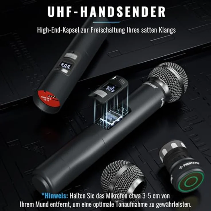 Phenyx Pro PTU-6000A, 8-Kanal Wireless Mikrofon System mit 8 Handheld Mikrofonen, 328ft Reichweite und automatischem Scan, für Gesang, Kirche, Karaoke – Bild 4