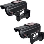 BASI | 2er Set Solar Kamera-Attrappe mit blinkendem LED-Licht | Dummy Kamera | Sicherheitskamera | Überwachungskamera für Innen- und Außenbereich solarbetrieben | Wandhalterung | Solar Panel | CCTV