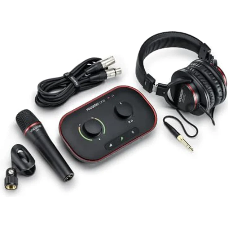 Focusrite Vocaster One Studio, Podcast-Audio-Interface für Solo-Aufnahmen mit Vocaster DM1 Mikrofon und HP60v Studiokopfhörern in Studioqualität – Bild 1
