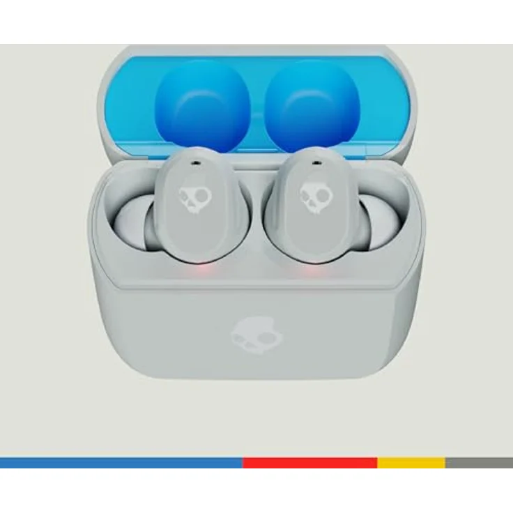 SKULLCANDY Mod Bluetooth Wireless In-Ear-Kopfhörer, Verwendung mit iPhone und Android, Ladekoffer, Kachel und Mikrofon, IPX4 schweißbeständig – Grau/Blau – Bild 3