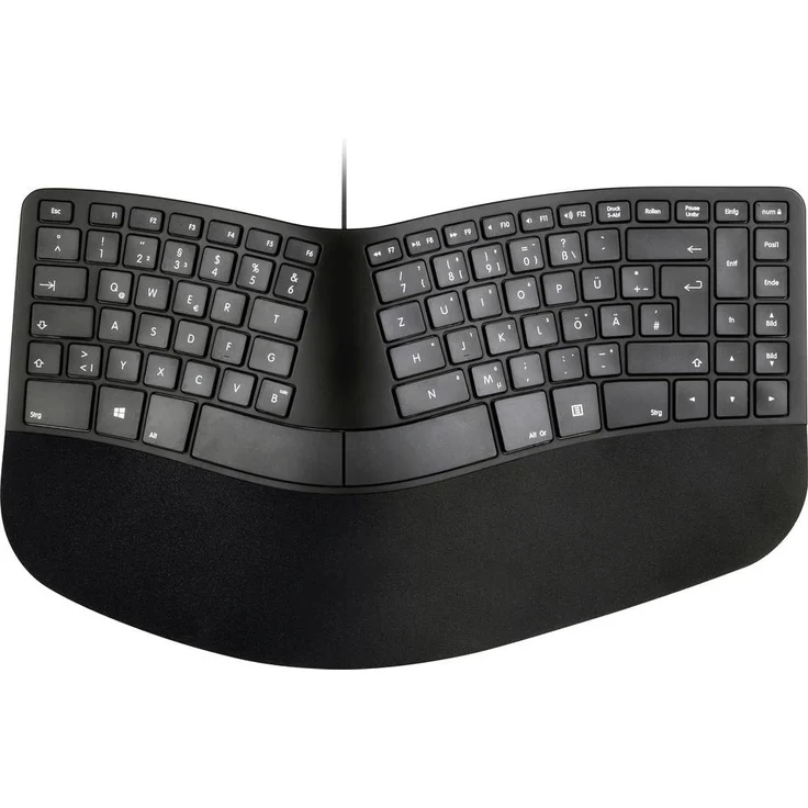 Matias FK313PC-DE Sculpted Ergonomic Wired Keyboard, deutsche QWERTZ-Tastatur in Schwarz, kabelgebunden für PC