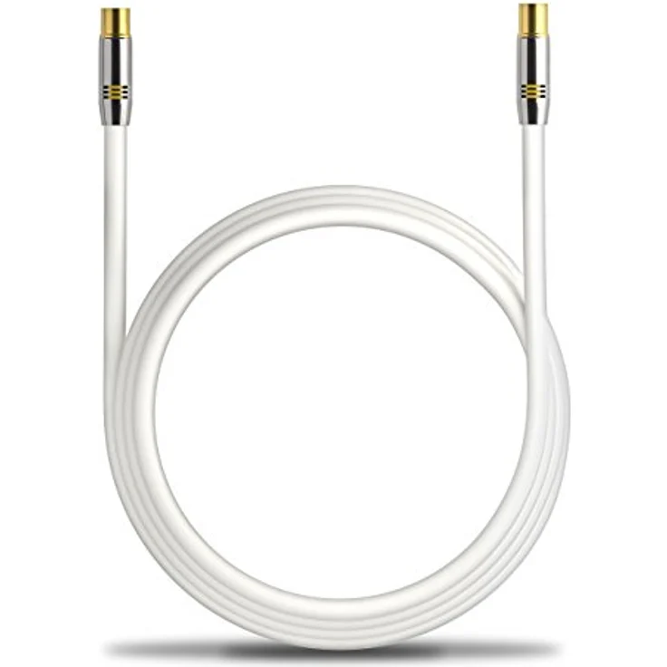 deleyCON 7,5m TV Antennenkabel PREMIUM HDTV Full HD - TV Kabel (Koaxialkabel) - TV-Stecker zu TV-Buchse - Weiß - METALL vergoldet - analog/digital – Bild 6