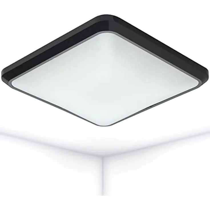 Oktaplex lighting LED Deckenleuchte Pino Anthrazit Quadratisch 12 Watt 850 lm 3000 K Warmweiß 25cm